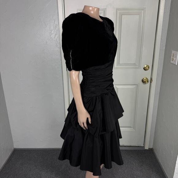 Vintage 70s Zum Zum Party Dress 7/8 Formal Prom Evening Taffeta Velvet V3-3 - Picture 6 of 10